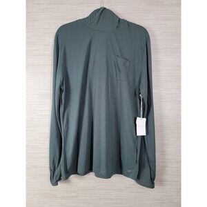 Free Fly Mens Bamboo Lightweight Hoodie Large Midnight Green UPF 20 Chest Pocket